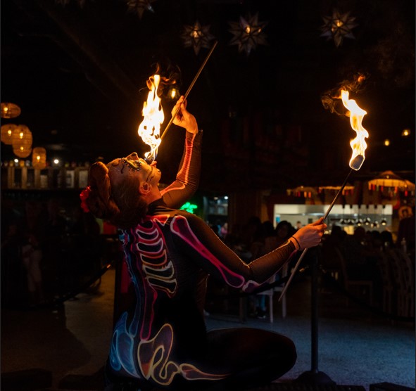 Fire eater at Kavas Tacos + Tequila