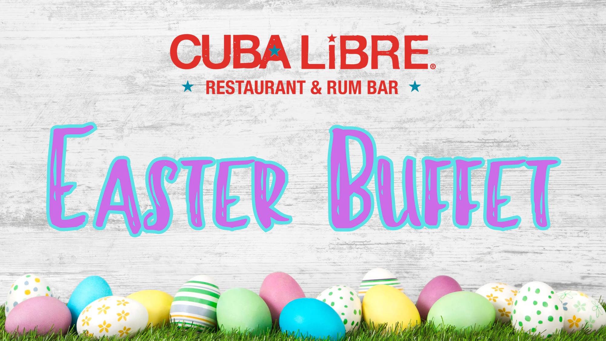 Promotional image that reads, "Easter Buffet" with Easter eggs on the bottom.